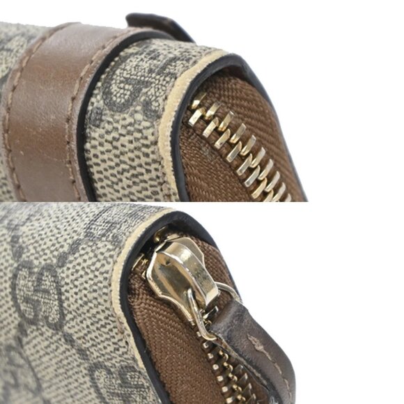 GUCCI Logo Niece GG Pattern Zip Around Long Wallet Supreme Leather Brown 69EF795 - Picture 8 of 16